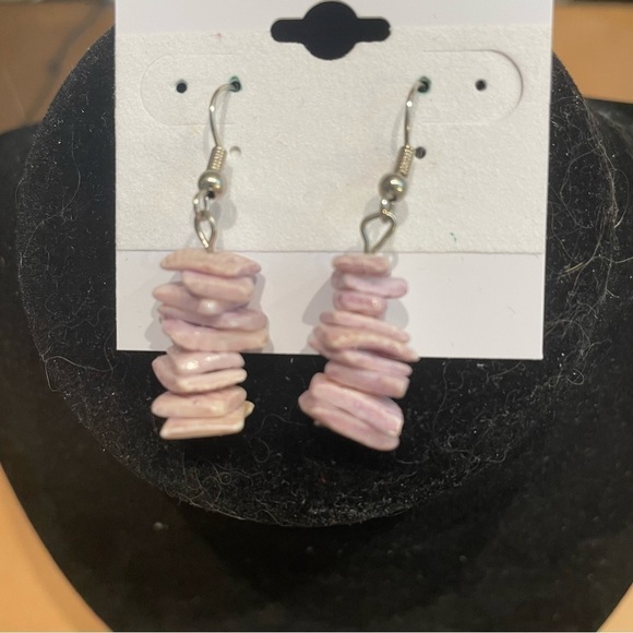 Purplish Pink Real Stone Dangle Earrings - Picture 3 of 4